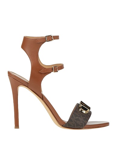 MICHAEL MICHAEL KORS Sandals Dark brown Leather, Textile fibres