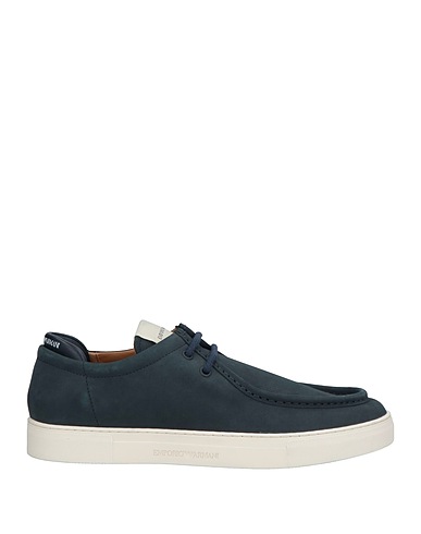 EMPORIO ARMANI Chaussures à lacets Bleu nuit 100% Cuir façon poulain