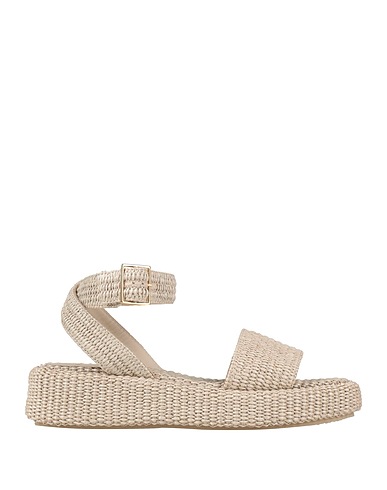 EMPORIO ARMANI Sandals Beige 52% Cotton, 48% Polyamide, Goat skin