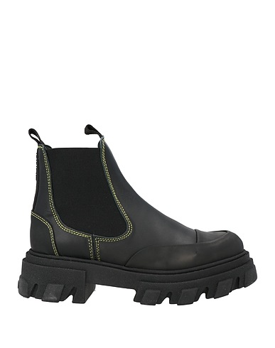 GANNI Ankle boot Black Leather, Rubber