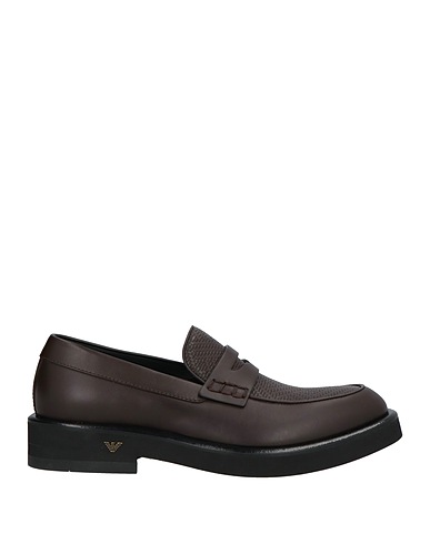 EMPORIO ARMANI Loafers Dark brown 100% Calfskin