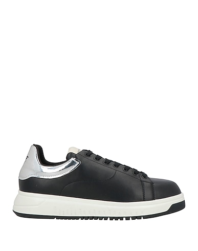 EMPORIO ARMANI Sneakers Black Leather, Textile fibres