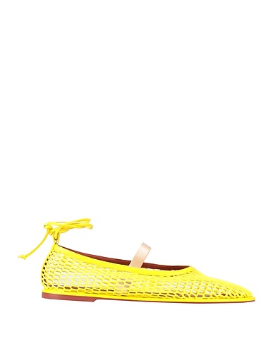 CHARLES PHILIP Milano Ballet flats Yellow Leather, Textile fibres