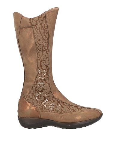 ALBERTO GUARDIANI Boots Bronze Leather, Textile fibres
