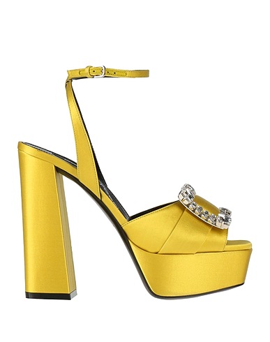 SERGIO ROSSI Sandals Lime green Textile fibers