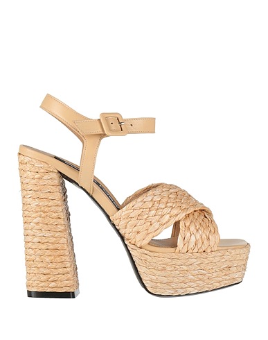 SERGIO ROSSI Espadrilles Beige Natural raffia, Leather