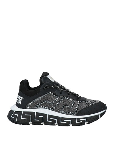 VERSACE Sneakers Black Calfskin, Textile fibers
