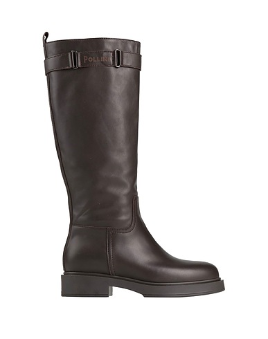 POLLINI Boots Dark brown Calfskin