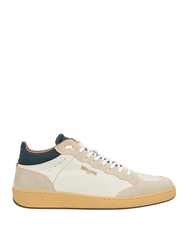 BLAUER. FOOTWEAR White Textile fibres, Leather