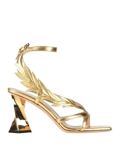POLLINI Sandals Gold Leather