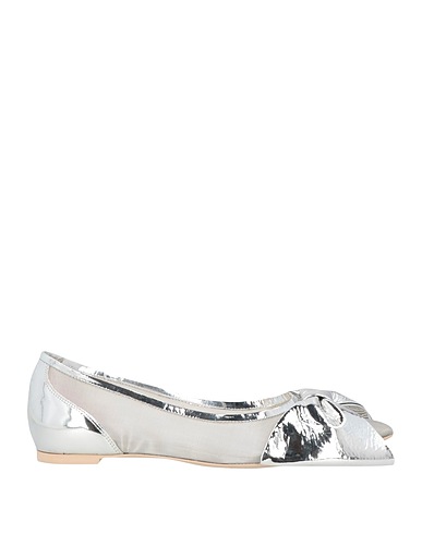 RAS Ballet flats Silver Leather, Textile fibers