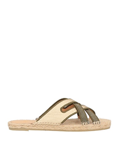 CASTAÑER Espadrilles Military green Leather, Textile fibers