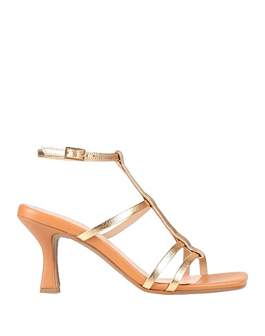 LORENZO MARI Sandals Gold Other Fibres, Leather