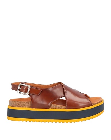 GANNI Sandals Brown Leather
