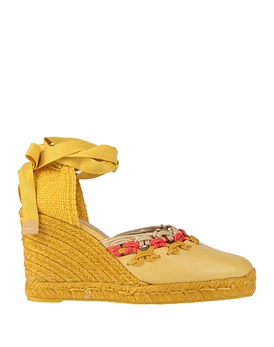 CASTAÑER Espadrilles Pastel yellow Leather, Textile fibers