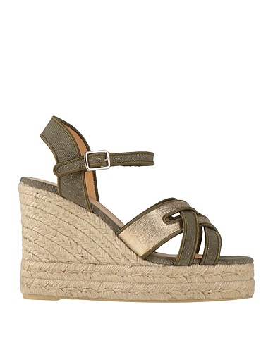 CASTAÑER Espadrilles Military green Textile fibers, Leather