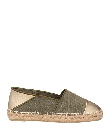CASTAÑER Espadrilles Military green Leather, Textile fibers