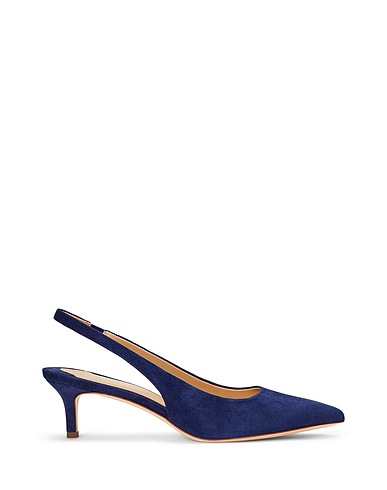 LAUREN RALPH LAUREN Court LOLAH II SUEDE SLINGBACK PUMP
 Navy blue 100% Goat skin