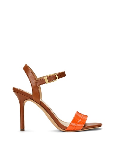 LAUREN RALPH LAUREN Sandalen GWEN TWO-TONE LEATHER SANDAL
 Orange 100% Rindsleder