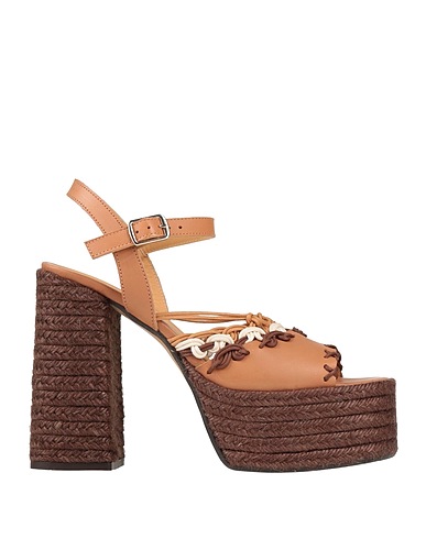 CASTAÑER Sandals Light brown Leather, Textile fibres