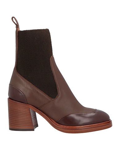 BERVICATO Ankle boot Brown Calfskin, Textile fibers