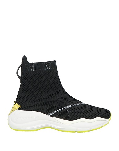 EMPORIO ARMANI Sneakers Black 90% Polyester, 10% Elastane, Cow leather