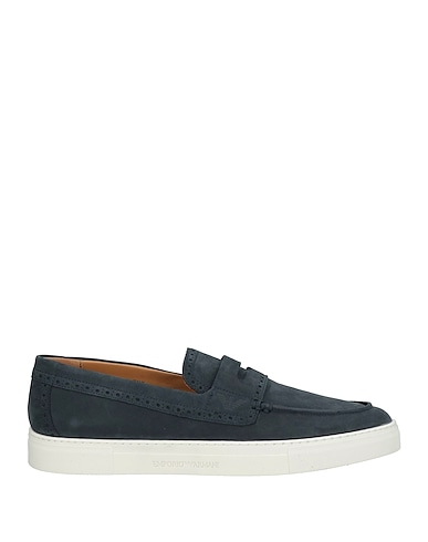 EMPORIO ARMANI Loafers Midnight blue 100% Calfskin