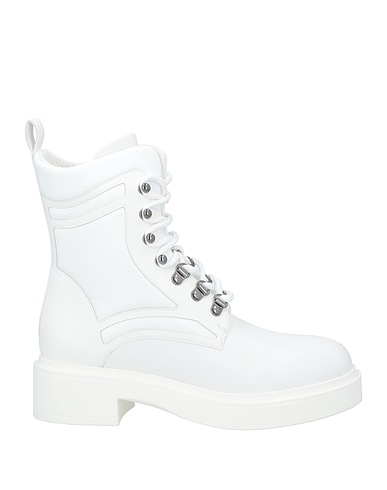 EMPORIO ARMANI Ankle boot White Leather, Textile fibers
