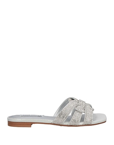 STEVE MADDEN Sandals Silver Textile fibers, Glass