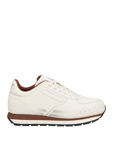EMPORIO ARMANI Sneakers White 100% Cow leather, Polyester, Polyurethane