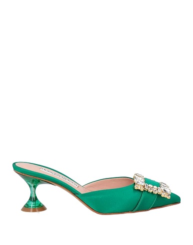 FRANCESCO SACCO Mules and clogs Emerald green Textile fibers