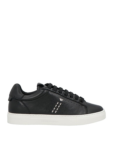 EMPORIO ARMANI Sneakers Black 100% Ovine leather, Cow leather, TPR - Thermoplastic rubber