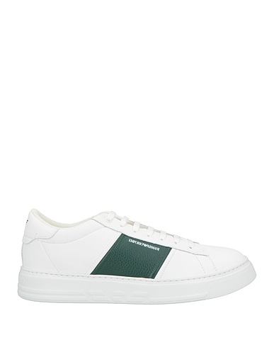 EMPORIO ARMANI Sneakers White Leather, Textile fibres