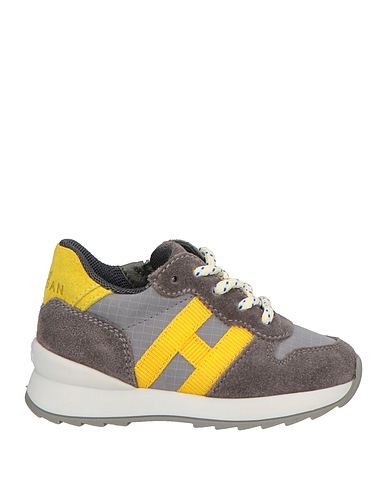 HOGAN Sneakers Grey Leather, Textile fibres