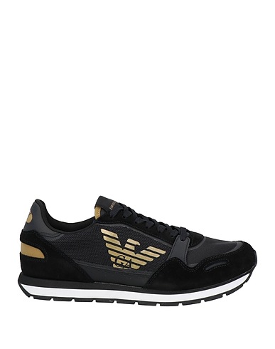 EMPORIO ARMANI Sneakers Black Leather, Textile fibres