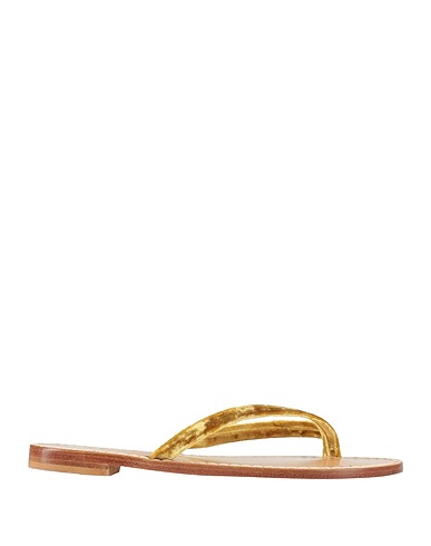 EMANUELA CARUSO Capri Infradito Giallo ocra Fibre tessili, Pelle
