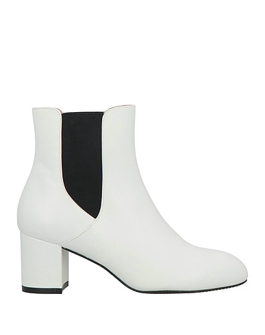 STUART WEITZMAN Stivaletti Bianco Pelo di vitello, Fibre tessili