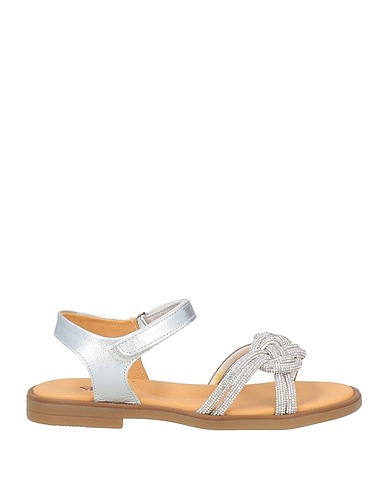 PLATIS Sandals ARGENTO Leather, Textile fibers
