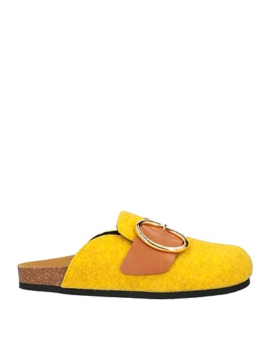 JW ANDERSON Mules and clogs Yellow Leather, Textile fibres