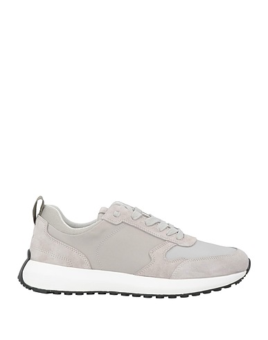 GEOX Sneakers Light grey Leather, Textile fibers