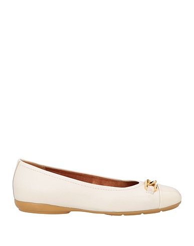 GEOX Ballet flats Ivory Leather, Textile fibres