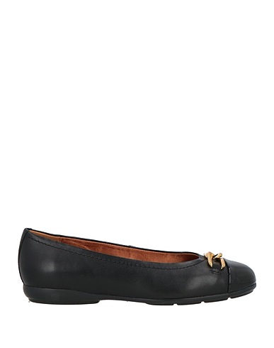 GEOX Ballet flats Black Leather, Textile fibres