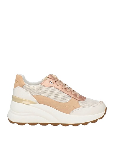 GEOX Sneakers Off white Leather, Textile fibers