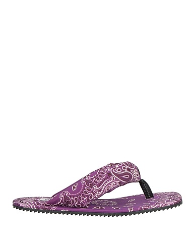 THE ATTICO Flip flops Purple Leather, Textile fibres