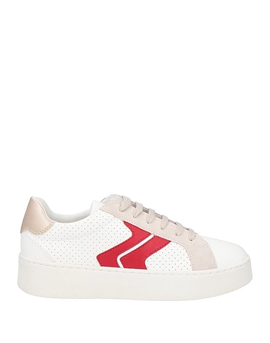 GEOX Sneakers Off white Leather, Textile fibres