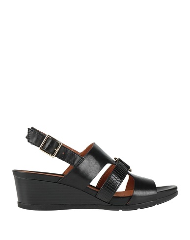 GEOX Sandalen Schwarz Leder, Gewebefasern