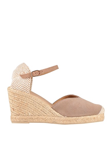 GEOX Espadrilles Light brown Leather, Textile fibers