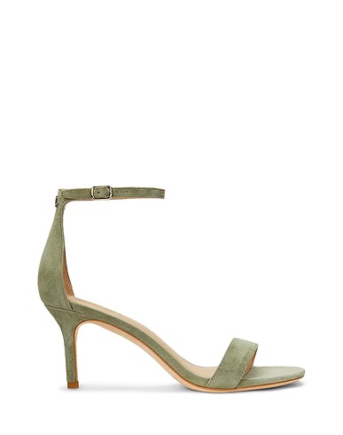 LAUREN RALPH LAUREN Sandals ALLIE MID-HEEL SUEDE SANDAL
 Sage green 100% Sheepskin