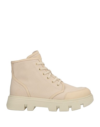 GEOX Ankle boot Beige Leather, Textile fibres