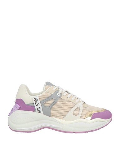 EMPORIO ARMANI Sneakers Beige Leather, Textile fibres